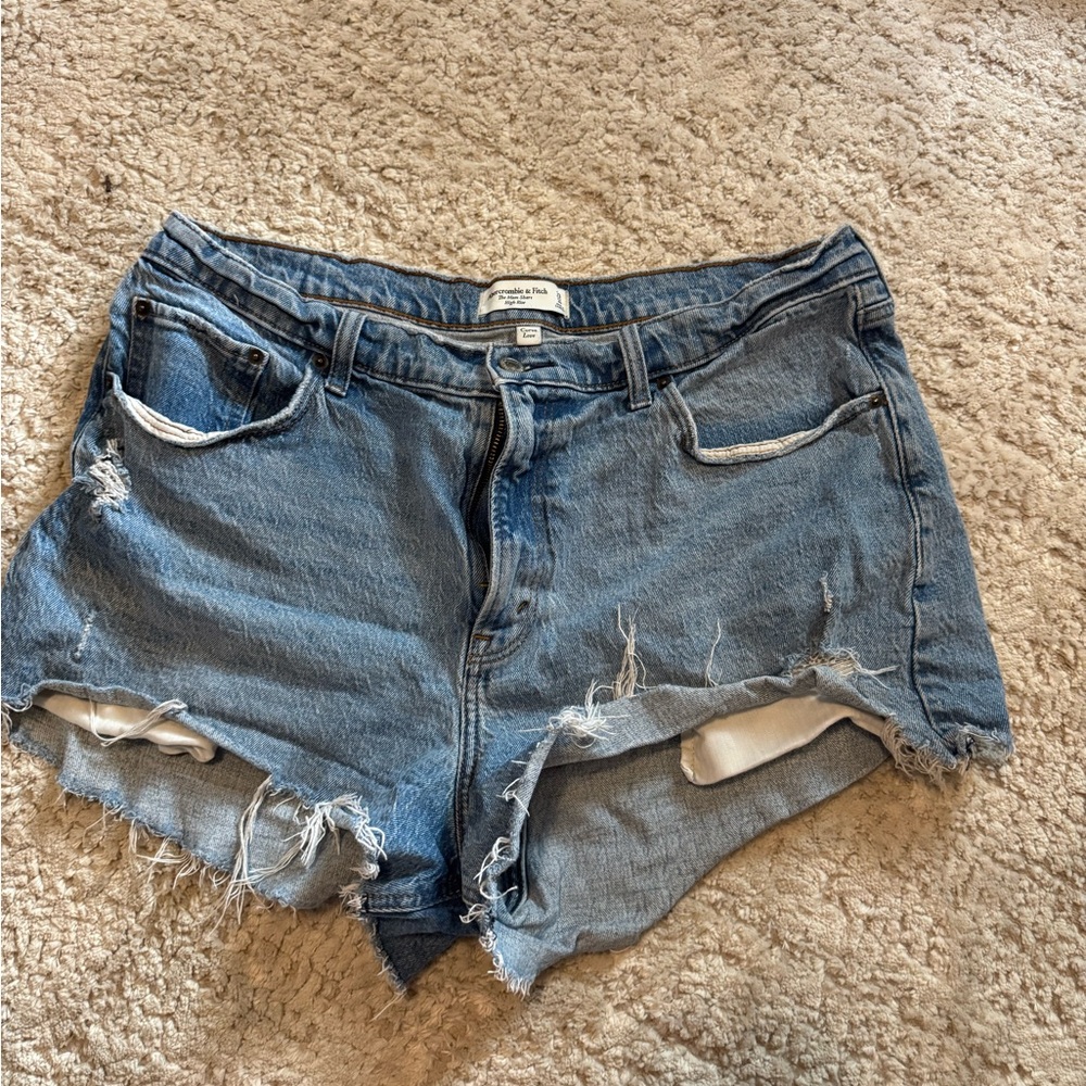 Abercrombie & Fitch Light Blue Ripped Jean Shorts